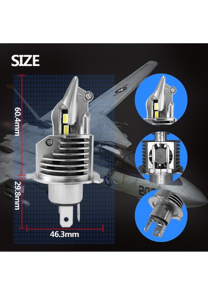 6000K Tarzı 1 Adet H4 Fighter H4 LED Hb2 Araba Far Ampul 80W 12V 24V 6000K Ar Işık Lm Süper Parlak LED H4 Otomatik Lamba Dj (Yurt Dışından)