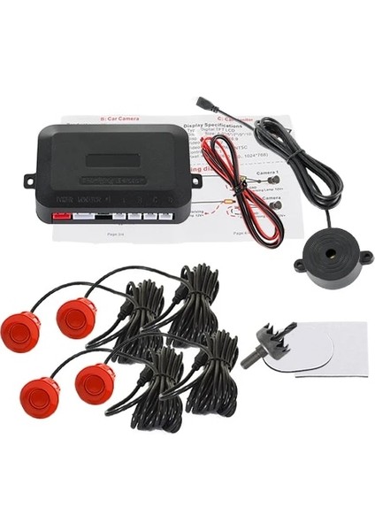 Kırmızı Hippcron Araba Park Sensörü Kiti Buzzer Sensörleri Ters Yedekleme Radar Sesli Uyarı Göstergesi Prob Sistemi 12V 8 Renk (Yurt Dışından)