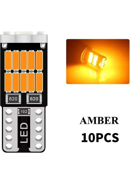 Kehribar 10 Adet Rxz T10 LED Canbus W5W LED Ampuller Sinyal Lambası Dome Okuma Plaka Lambası Araba Iç Işıkları LED T10 Canbus (Yurt Dışından)