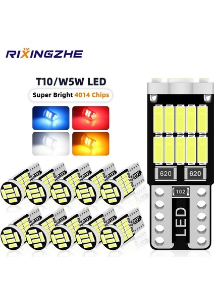 Kehribar 10 Adet Rxz T10 LED Canbus W5W LED Ampuller Sinyal Lambası Dome Okuma Plaka Lambası Araba Iç Işıkları LED T10 Canbus (Yurt Dışından)