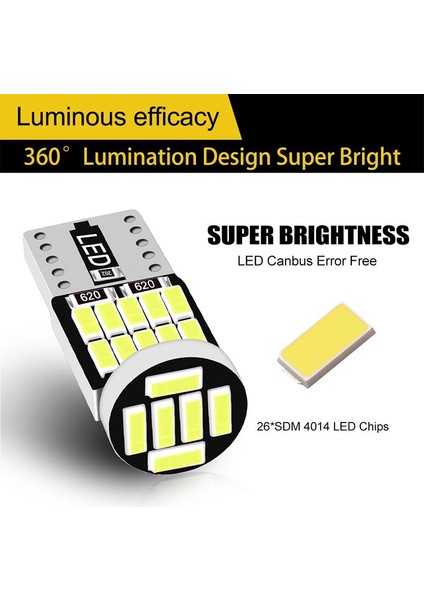 Kehribar 10 Adet Rxz T10 LED Canbus W5W LED Ampuller Sinyal Lambası Dome Okuma Plaka Lambası Araba Iç Işıkları LED T10 Canbus (Yurt Dışından)