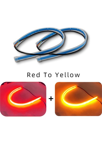 30CM Tarzı Kırmızı Sarı Akan 2 Adet Drl LED Şerit Sıralı Dönüş Sinyali Açık Sarı 30CM 45CM 60CM Esnek Drl Gündüz Farları Araba Farları Için (Yurt Dışından)