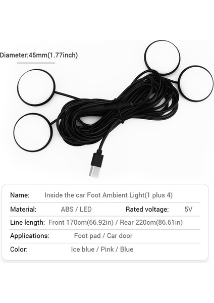 Pembe 12V LED USB Araba Ayak Işıkları Oto Iç Aydınlatma Araba Dekoratif Ortam Lambası Otomobil Atmosfer Işıkları Blueıce Bluepink (Yurt Dışından) fiyatları