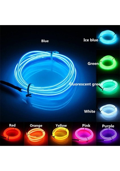 Diğer Stil Floresan Yeşil LED Neon Glow El Tel Kablo Araba Dekoratif Lamba Esnek Bant Ledstrip Denetleyici ve Araba Suv Araba Aksesuarları Için Adaptörlü (Yurt Dışından) modelleri