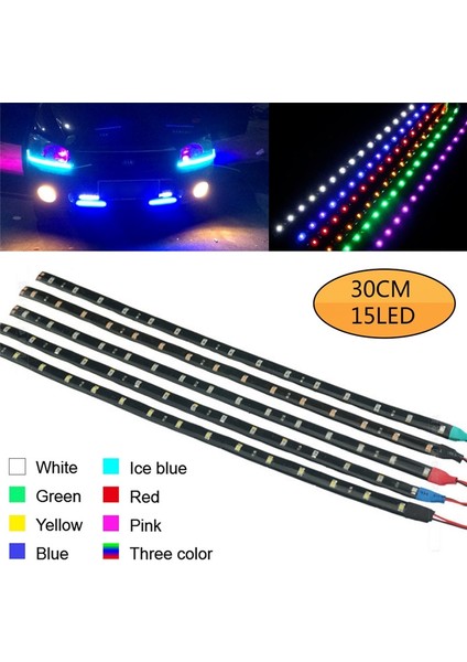 2 Adet Tarzı Üç Renk M El Tel Su Geçirmez LED Şerit Işık Motoru Glow Light Line Halat Tüp Kablo Gündüz Koşu Bandı Parti Araba Dekorasyonu (Yurt Dışından)