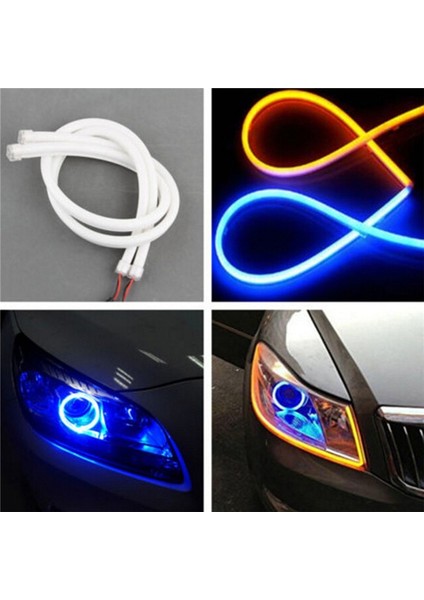 Mavi 30CM Drl Akan LED Şerit Araba Koşu Lambası Angel Eyes LED Tüp Şerit Gündüz Farları Esnek LED (Yurt Dışından) fiyatları
