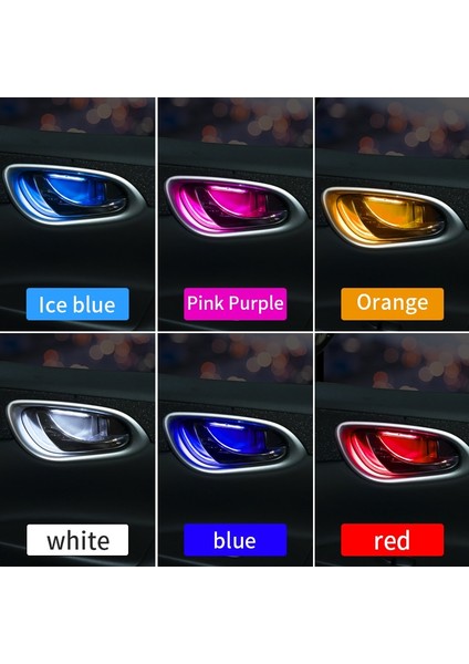 Pembe Ar Ortam LED Işık Oto Iç Kapı Kase Kolu Kol Dayama Işığı Araba Kapısı Iç Dekoratif Atmosfer Lambası Evrensel (Yurt Dışından) indirimleri