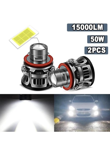 H7 Stili 2 Adet H7 Araba Lens Işığı Için LED Far Oto Lazer Ampul LED Far Projektör Sis Farları Modifikasyonu Araba Healight H (Yurt Dışından)