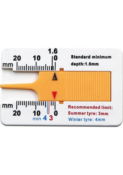Sarı Stil Araba Lastik Diş Derinliği Sürmeli Kaliper Lastik Kalınlığı Ölçme Ölçer Aracı Oto Lastik Diş Derinliği Ölçer Aracı (Yurt Dışından)