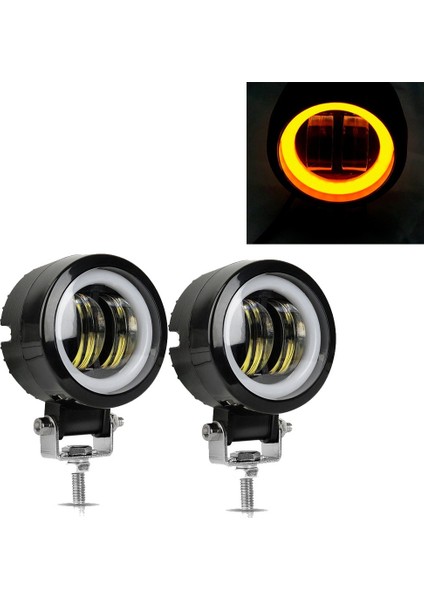 2x Beyaz ve Sarı Stil Jvısual 3 Iw Su Geçirmez Yuvarlak LED Angel Eyes Işık Çubuğu 12V 24V 6500K Beyaz Mavifor Motosiklet Offroad LED Çalışma Işığı (Yurt Dışından)