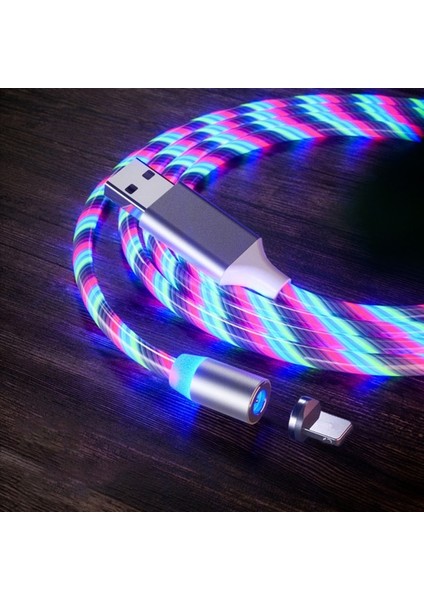iphone Tarzı Için Renkli Araba LED Işıklı Manyetik USB Kablosu USB Telefon Şarj Kablosu Kia Rio K2 K3 Ceed Sportage Sorento Cerato Kol Dayama Picanto Optima (Yurt Dışından)