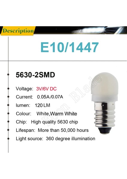 2 Adet 6V Dc Tarzı Sıcak Beyaz E10 Minyatür LED Ampul 3V 6V Volt Sıcak Beyaz Vida Yükseltme Lambası Değiştirin El Feneri Torch Far Bisiklet Çalışma Işığı (Yurt Dışından)