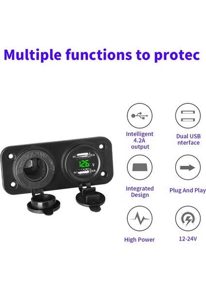 Yeşil Araba Motosiklet Çakmak Güç Kaynağı Adaptörü Çift USB Voltmetre Şarj Soketi Panel Plaka Montaj Çıkışı (Yurt Dışından) fiyatları