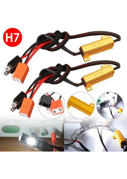 H7 Stili H7 50W 6ω LED Canbus Yük Direnci Uyarı Iptal Edici Dekoder Işık Hatasız Araba LED Işık Yük Direnci Oto Aksesuarları (Yurt Dışından)