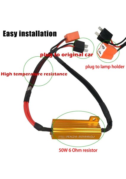 H7 Stili H7 50W 6ω LED Canbus Yük Direnci Uyarı Iptal Edici Dekoder Işık Hatasız Araba LED Işık Yük Direnci Oto Aksesuarları (Yurt Dışından) modelleri