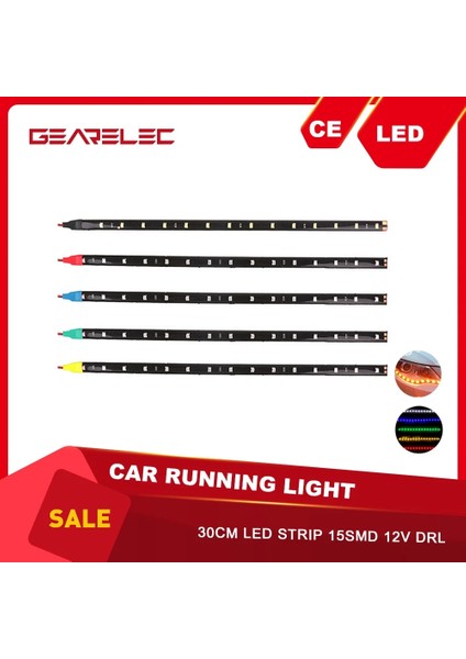 Sarı 30CM 15SMD 12V Drl Araba LED Gündüz Çalışan Işık Araba LED Şerit Işık Araba Dekoratif Esnek LED Işık Şeridi Beyaz Mavi Yeşilkırmızı (Yurt Dışından) fırsatları