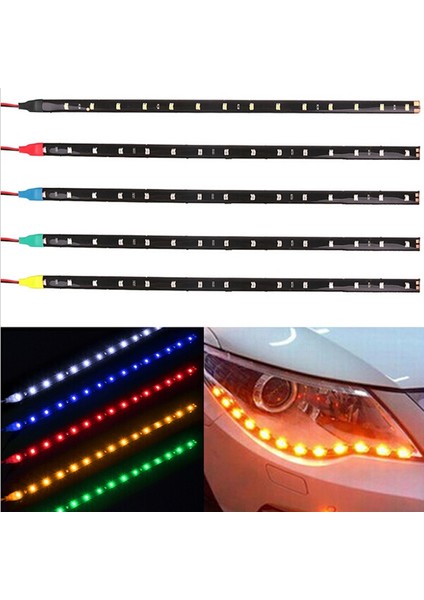 Sarı 30CM 15SMD 12V Drl Araba LED Gündüz Çalışan Işık Araba LED Şerit Işık Araba Dekoratif Esnek LED Işık Şeridi Beyaz Mavi Yeşilkırmızı (Yurt Dışından) indirimleri