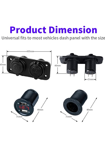 Yeşil Araba Motosiklet Çakmak Güç Kaynağı Adaptörü Çift USB Voltmetre Şarj Soketi Panel Plaka Montaj Çıkışı (Yurt Dışından) fırsatları