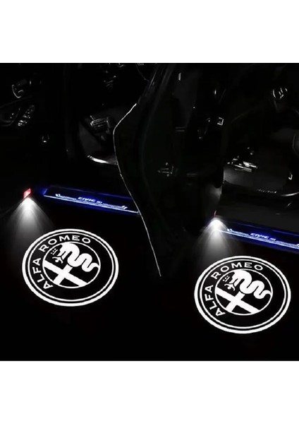 No.8 Boyutu 2 Adet Yeni Moda LED Araba Kapısı Karşılama Işığı Logo Projektör Alfa Romeo Giulia Giulietta Mito Stelvio Brera Için (Yurt Dışından)