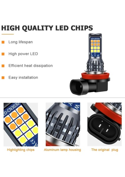 H8 Stili Mor 2ADET H8 H11 LED Ampul Hb4 LED Sis Lambasık 12V 24V Beyaz Sarı Yeşil Limon Buz Mavisi Araba Sürüş Işıkları H16 Oto Lambası (Yurt Dışından)