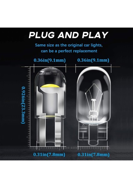 10 Adet Mavi T10 W5W LED Cob Ampul Araba Sinyal Işıkları 5W5 Oto Iç Kubbe Okuma Lambaları Kama Yan Kapı Ampulleri 12V 7500K Beyaz Sarı (Yurt Dışından) fırsatları