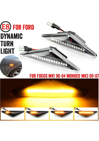 Kristal Beyazı Akan Yan Tekrarlayıcı Işık LED Dinamik Yan Işaretleyici Dönüş Sinyali Işıkları Gösterge Flaşör Lambası Ford Mondeo 3 Mk3 Odak 1 Mk1 (Yurt Dışından)