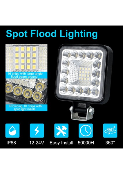 1 Adet Yuvarlak 84W Tarzı 128W LED Bar Offroad 4x4 Spot 12V 24V Jeep Kamyon Tekne Araba Traktör Suv Atv Barra Mini LED Farlar Için Çalışma Işık Çubuğu (Yurt Dışından)