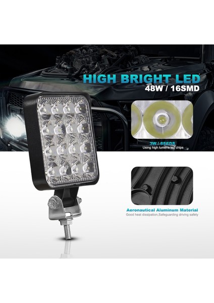 2 Adet 48W Sis Lambası Stili Nlpearl Spot Sel Mini Arabalar Için LED Sis Farları Jeep Suv 4WD 4x4 Suv Kamyon Atv 42W 48W LED Çalışma Işığı Bar Offroad LED Farlar (Yurt Dışından)