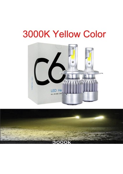 H3 Stili 3000K Altın 2x H7 LED H11 H4 Hilo H1 H3 H8 Hb1 Hb3 Hb4 Hb5 Hır2 H13 H Araba Far Ampülük 6000K 8000K Cob Araba Işıkları (Yurt Dışından)