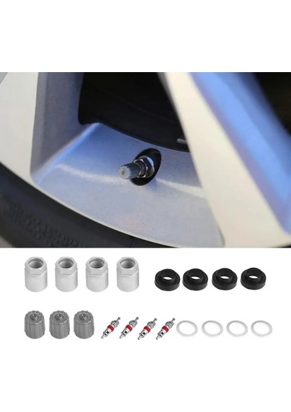 4 Takım Araba Tpms Servis Tamir Takımı Lastik Basıncı Sensörü Toyota Lastik Tamir Araçları Için Somun Valf Kapağı Contası ile Yeniden (Yurt Dışından)