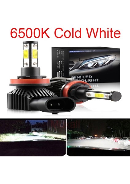 H8 Stili M6 4 Taraflı 6500K Yeni Mini LED Turbo Araba Farları H7 H4 H11 H1 H8 H Hb Hb Sis Farları Lambası Oto Ampuller 80W Lm 12V 24V Moto (Yurt Dışından)