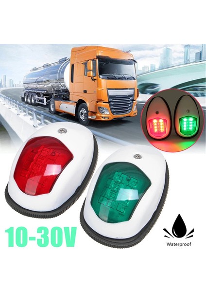 Beyaz 1 x Set Tekne Işık LED 12V 24V Navigasyon Işığı Su Geçirmez Kırmızı Yeşil Deniz Işık Yat Yelken Sinyal Lambası (Yurt Dışından)