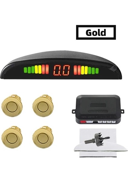 Altın Sınovcle Araba LED Park Sensörü Kiti 4 Sensörler Arka Işık Ekran Ters Yedekleme Radar Monitör Sistemi 12V 8 Renk (Yurt Dışından)