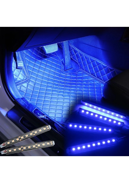 Mavi Araba Iç LED Dekoratif Işık Çubuğu Ortam Ayak Lambası Çakmak ile Atmosfer Işıkları Arka Işık 12V Oto Aksesuar (Yurt Dışından)