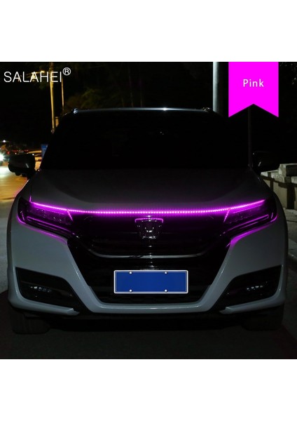 1.5m Tarzı Pembe Araba LED Kaput Işık Şeridi Renkli Su Geçirmez Esnek Oto Dekoratif Atmosfer Lambası Gündüz Çalışan Aydınlatma 12V Evrensel (Yurt Dışından)