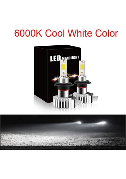 Xiyu Shop H11 Stili 6000K 2 Adet H7 LED Turbo Araba Far H1 H4 H Hb Hb H7 Lamba Ampul Lm 6000K Mze Araba Far Sis Lambası (Yurt Dışından)