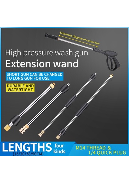 M14 Iplik 15CM Stili cm Uzatma Çubuğu Yüksek Basınçlı Yıkama Tabancası M14 Dişli Veya Hızlı Bağlantı Uzatma Çubuğu Oto Yıkama Aksesuarı (Yurt Dışından) fırsatları