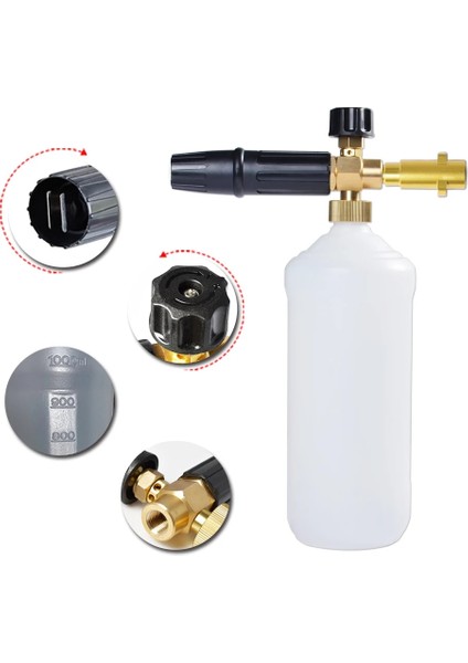 Lavor Sterwins Stili Için Yüksek Basınçlı Sabun Köpürtücü Kar Köpüğü Mızrak Köpük Memesi Köpük Jeneratörü Karcher Bosch Elitech Lavor Pennik Lavabo Basınçlı Yıkama Makinesi (Yurt Dışından)