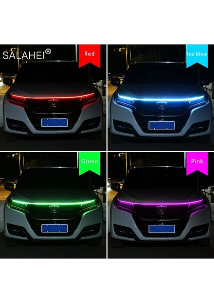 1.5m Tarzı Pembe Araba LED Kaput Işık Şeridi Renkli Su Geçirmez Esnek Oto Dekoratif Atmosfer Lambası Gündüz Çalışan Aydınlatma 12V Evrensel (Yurt Dışından) indirimleri