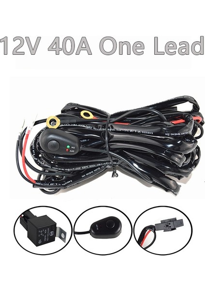 12V Tek Kurşun Stili Auxting Araba LED Işık Çubuğu Tel 3m 12V 40A Kablo Demeti Röle Tezgah Kablo Kiti Sigorta Otomatik Sürüş Offroad LED Çalışma Lambası (Yurt Dışından)