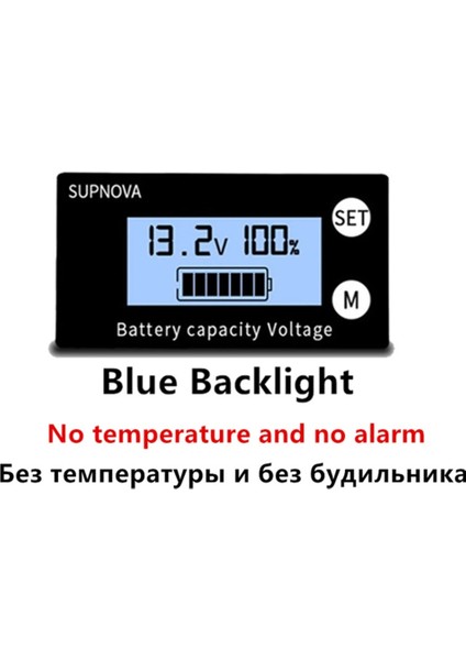 Mavi Tarzı Pil Kapasite Göstergesi Dc Kurşun Asit Lityum Lifepo4 Araba Motosiklet Voltmetre Voltaj Göstergesi 12V 24V 48V 72V Alam Için (Yurt Dışından)