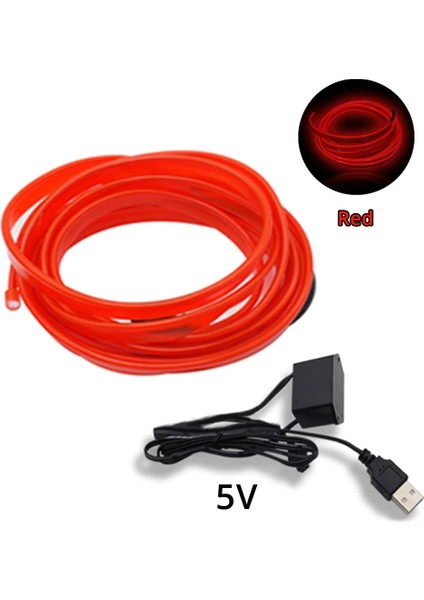 Sarı Sigara Tarzı Kırmızı USB Evrensel Araba Iç Aydınlatma LED Şerit Dekorasyon Çelenk Tel Halat Tüp Hattı USB Sürücülü Esnek Neon Işıklar (Yurt Dışından)
