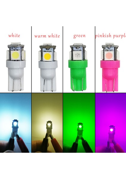Sıcak Beyaz T10 LED W5W Smd LED Araba Iç Işık Plaka Ampul Dönüş Lambaları 5W5 T10 Beyaz Kırmızı Sarı Yeşil Pembe Mavi 12V (Yurt Dışından)
