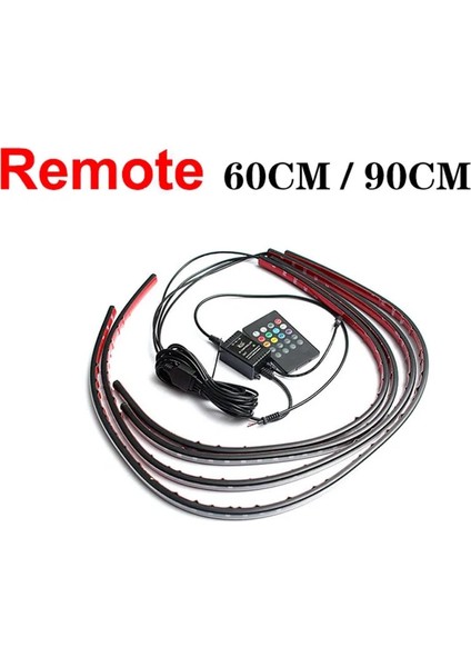 Uzak 60 90CM Araba Underglow Neon Vurgu Şerit Işık Kiti 8 Renkli Ses Aktif Fonksiyon Appremote Control LED Gövde Altı Sistemi Işık Şeridi (Yurt Dışından)