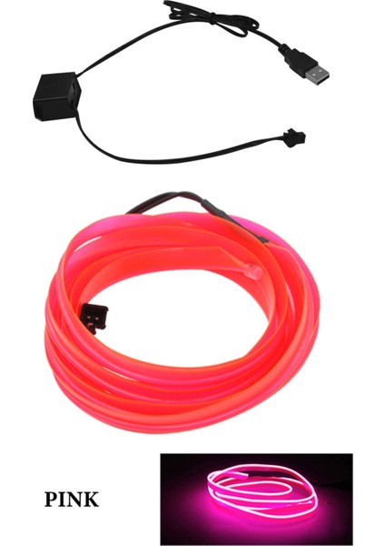 5 Milyon Stili Pembe Otomobil Atmosfer Lambası Araba Iç Aydınlatma LED Şerit Dekorasyon Çelenk Tel Halat Tüp Hattı Esnek Neon Işık USB Sürücü (Yurt Dışından)