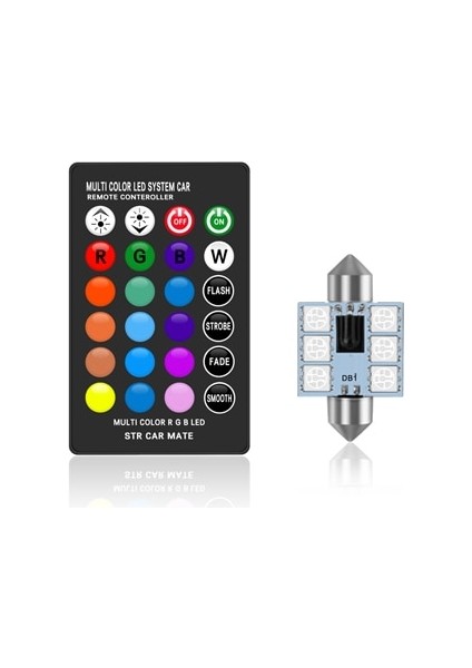 39 mm Tarzı 1 Ampul ile Uzaktan Kumanda C5W LED Rgb Festoon Uzaktan Kumandalı Araba Iç Işıkları Çok Renkli Kubbe Işık Okuma Lambası Otomatik 12V (Yurt Dışından)