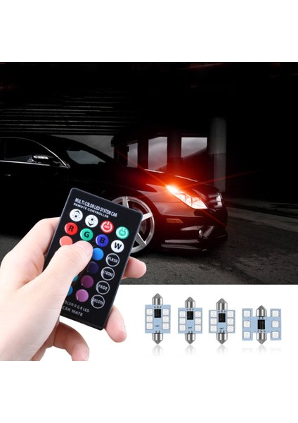 39 mm Tarzı 1 Ampul ile Uzaktan Kumanda C5W LED Rgb Festoon Uzaktan Kumandalı Araba Iç Işıkları Çok Renkli Kubbe Işık Okuma Lambası Otomatik 12V (Yurt Dışından)