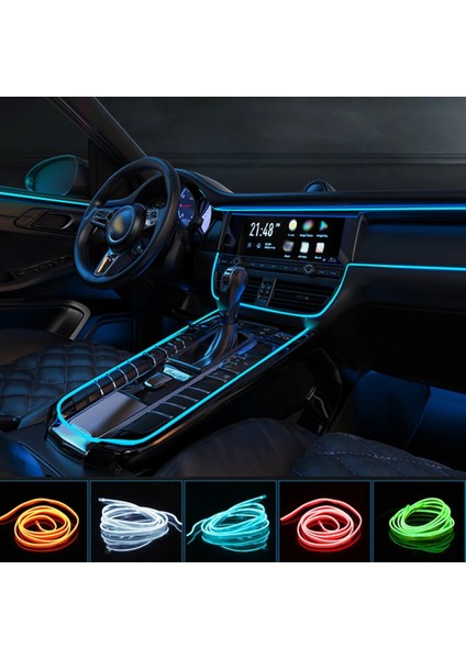 2m 6.6ft Stili Kırmızı Araba Iç Aydınlatma Dekoratif Lamba El Kablolama Neon Şerit Oto Dıy Esnek Ortam Işığı USB Parti Atmosfer Lambası (Yurt Dışından)
