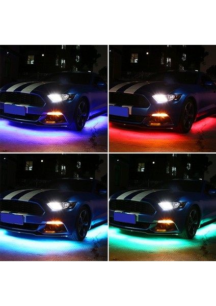 Uzak 60 90CM Araba Underglow Neon Vurgu Şerit Işık Kiti 8 Renkli Ses Aktif Fonksiyon Appremote Control LED Gövde Altı Sistemi Işık Şeridi (Yurt Dışından)