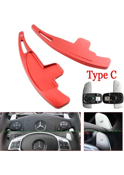 C Tipi Kırmızı Stil Mercedes Benz Amg ALA45 Gle Gla Cls Gls W205 W213 Eqc Araba Direksiyon Paddle Shift Uzatma Shifter Dsg Çıkartmalar (Yurt Dışından)